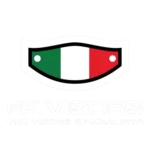 logo fk visor in bianco con bandiera italiana centrale in alto